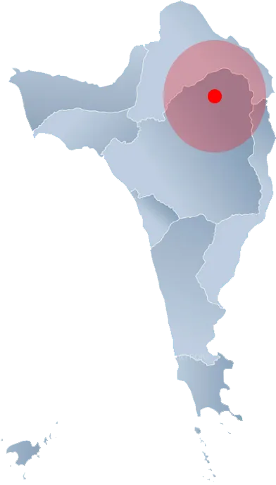 Map of Phu Quoc Island with the national park highlighted across the forested northeast interior