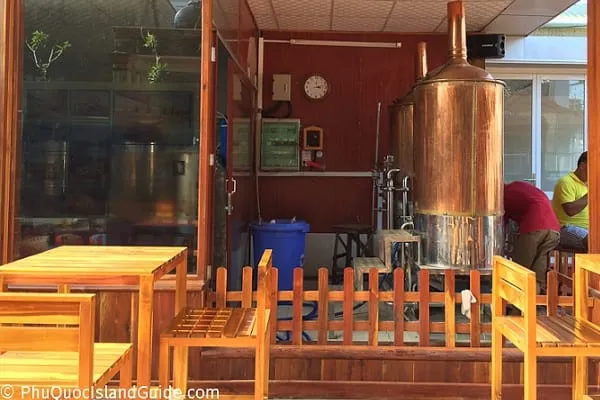 Brewing tanks at a Phu Quoc microbrewery